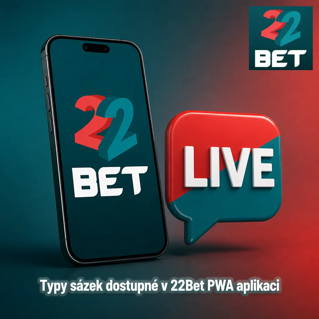 Typy sázek v 22Bet PWA aplikaci: jednoduchá, expresní, systémová, řetězová a live sázka.